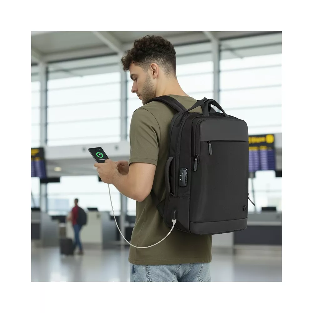 Antykradzieżowy plecak/torba Golden Wolf na laptopa 17,3" GB00397 z USB bagaż podręczny