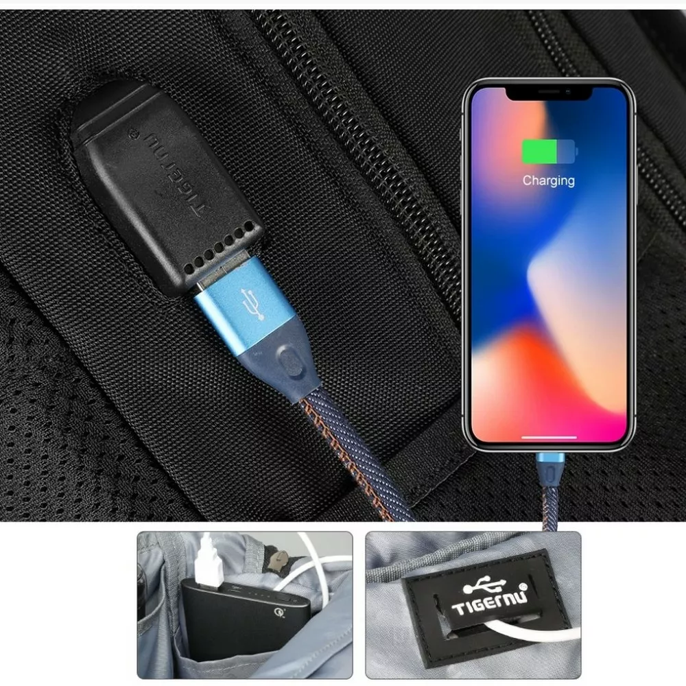 Plamoodporny plecak Tigernu na laptopa 15,6" T-B3221 z USB