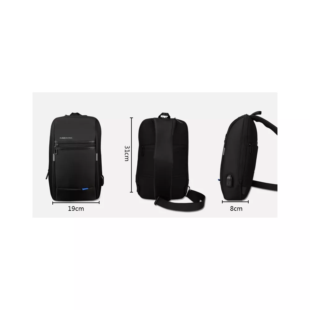 Plecak miejski Kingsons na jedno ramię organizer z USB KS3174W