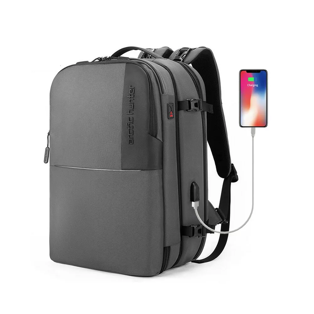 Plecak 2in1 Arctic Hunter na laptopa 15,6" bardzo pojemny bagaż podręczny B00382 - Kolor: szary