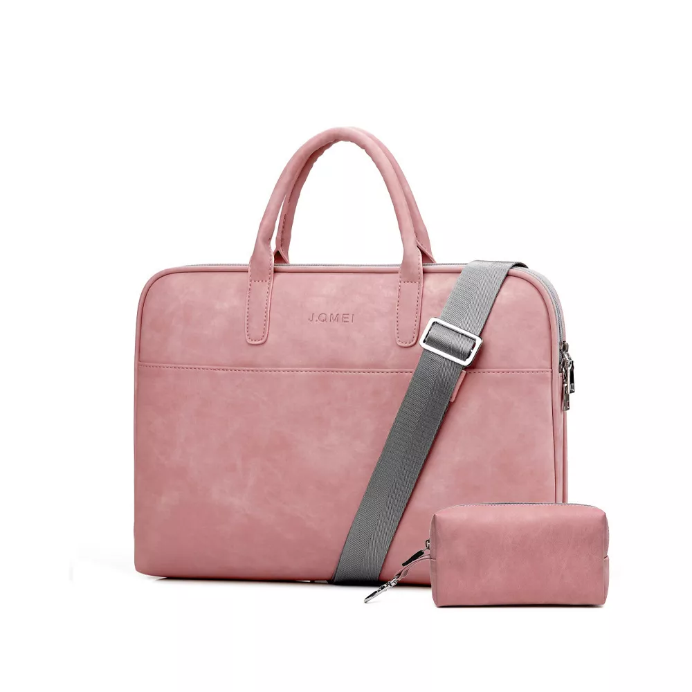 OUTLET WADA -10% Torba damska JQ Camilla na laptopa 17,3" eco skóra + etui - Kolor: różowy