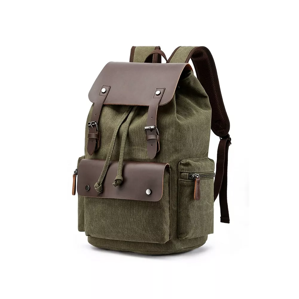 Plecak Markroyal na laptopa 15,6" vintage worek 25l - Kolor: oliwkowy