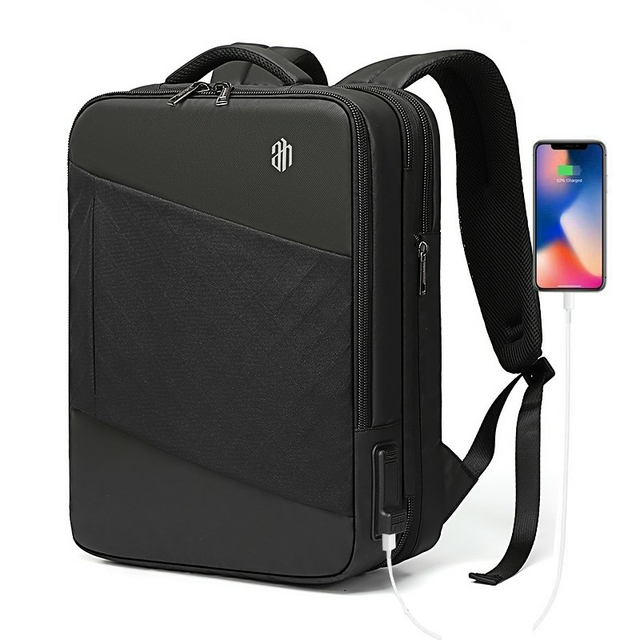 Plecak/Torba Arctic Hunter na laptopa 15,6&quot; 16,4&quot; B00345 bagaż podręczny z USB - Kolor: czarny (romby)