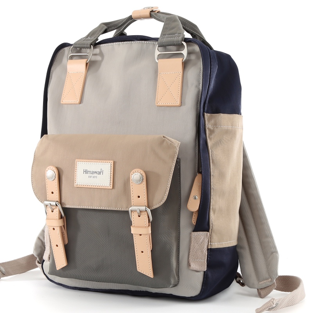 Plecak Himawari HM188L na laptopa 13,3&quot; 14,1&quot; vintage - Kolor: 77. szaro-kawowo-granatowy