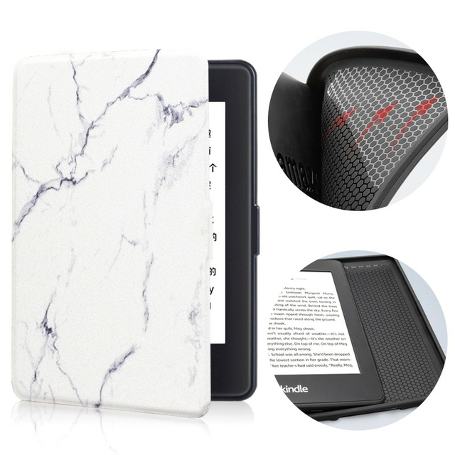 Etui Kindle Paperwhite 1/2/3 silikonowy tył wzory - Kolor: 01. Marble