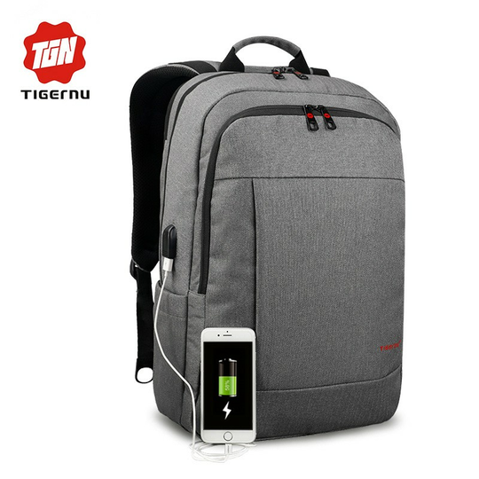 Plecak Tigernu na laptopa 17,3&quot; T-B3142 dwukomorowy z USB - Kolor: szary