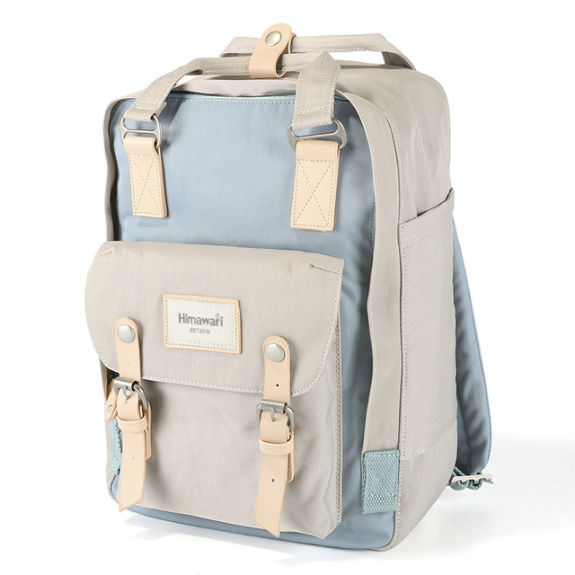 Plecak Himawari HM188L na laptopa 13,3&quot; 14,1&quot; vintage - Kolor: 30. beżowo-niebieski