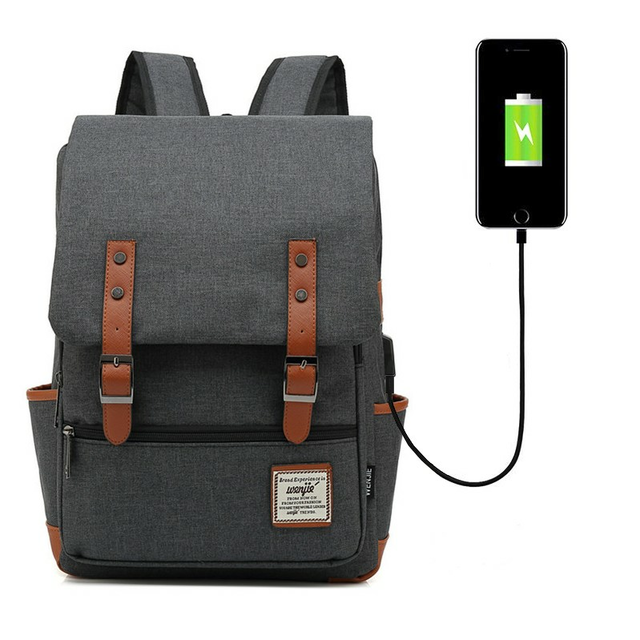 Plecak vintage Oxford na laptopa 15,6&quot;  - Kolor: ciemnoszary z USB