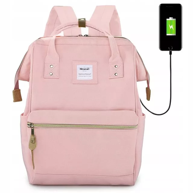 Plecak Himawari 9001 na laptopa 13,3&quot; 14,1&quot; z USB - Kolor: 15. różowy