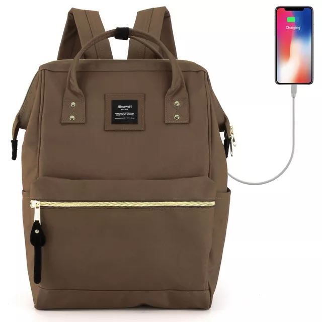 Plecak Himawari 9001 na laptopa 13,3&quot; 14,1&quot; z USB - Kolor: 35. ciemnobrązowy