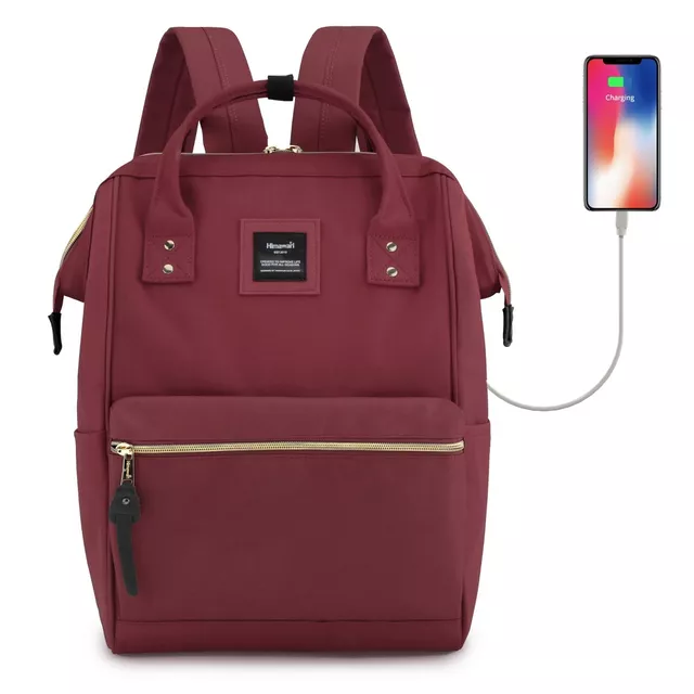 Plecak Himawari 9001 na laptopa 13,3&quot; 14,1&quot; z USB - Kolor: 36. czerwone wino