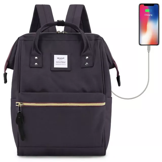 Plecak Himawari 9001 na laptopa 13,3&quot; 14,1&quot; z USB - Kolor: 38. ciemnofioletowy