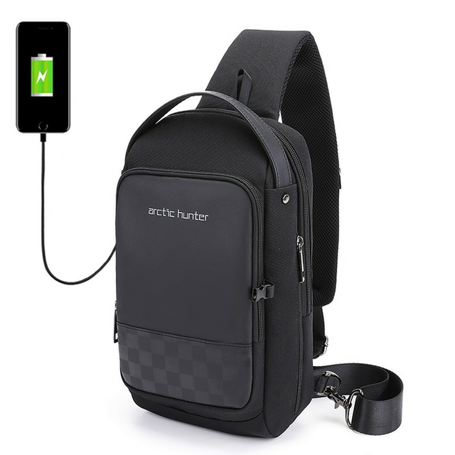 Plecak miejski Arctic Hunter na jedno ramię organizer z USB XB00105 - Kolor: czarny