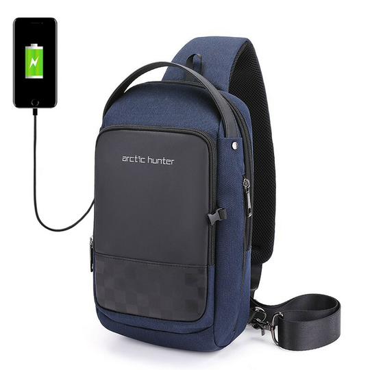 Plecak miejski Arctic Hunter na jedno ramię organizer z USB XB00105 - Kolor: niebieski