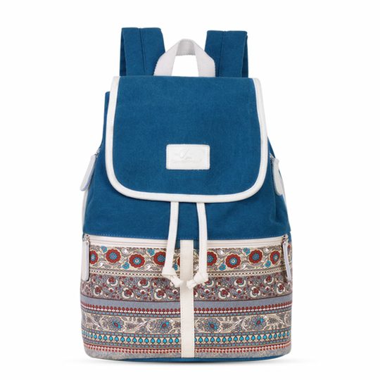 Mały szkolny plecak etno CanvasArtisan - Kolor: niebieski