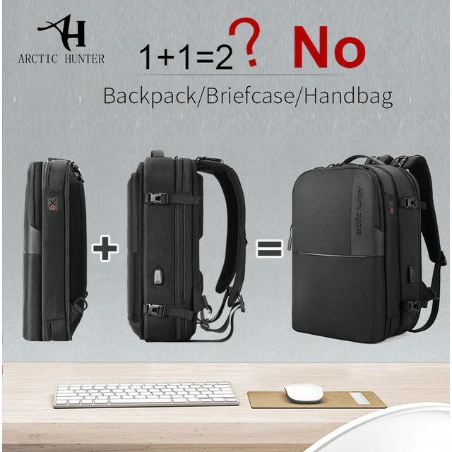 Plecak 2in1 Arctic Hunter na laptopa 15,6&quot; bardzo pojemny bagaż podręczny B00382