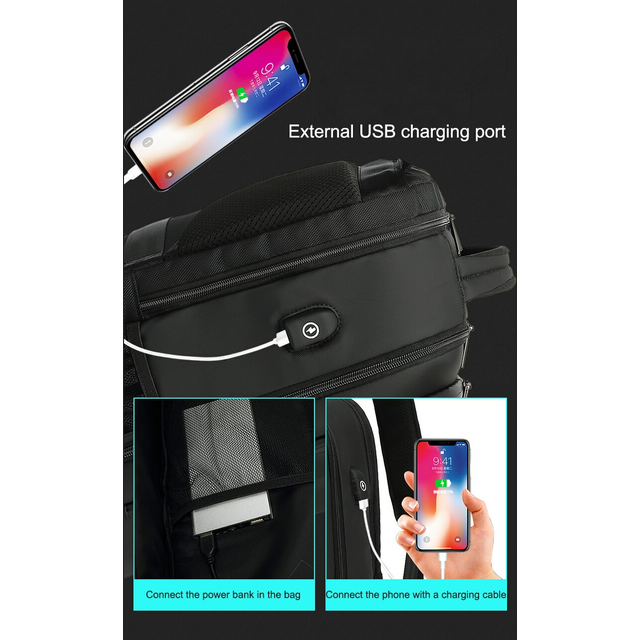 Plecak Aopin na laptopa 15,6&quot; bardzo pojemny z USB i RFID