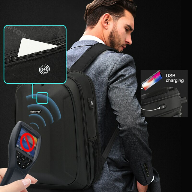 Plecak Aopin na laptopa 15,6&quot; bardzo pojemny z USB i RFID