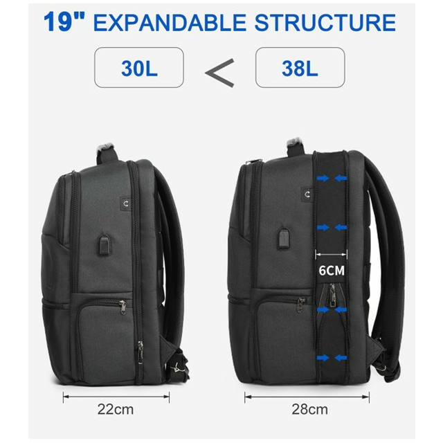 Plecak Tigernu na laptopa 19&quot; T-B3905 ochrona RFID i USB