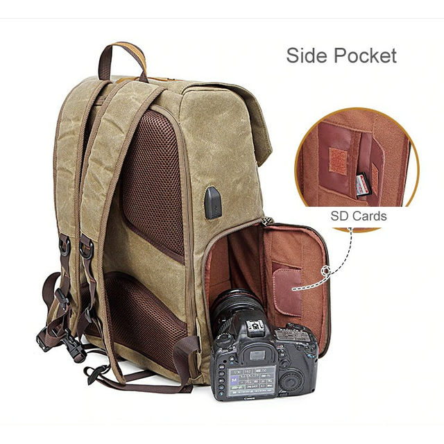 Plecak fotograficzny Ansel XL na aparat + laptopa 14,1&quot; retro z USB
