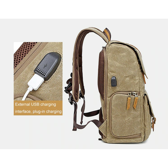 Plecak fotograficzny Ansel XL na aparat + laptopa 14,1&quot; retro z USB