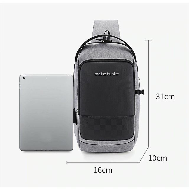Plecak miejski Arctic Hunter na jedno ramię organizer z USB XB00105