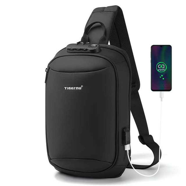 Plecak miejski Tigernu na jedno ramię organizer z USB i RFID T-S8100