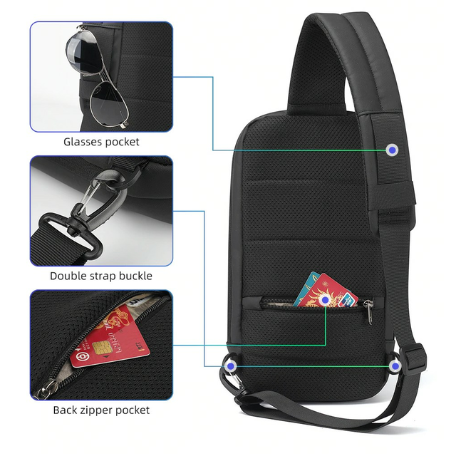 Plecak miejski Tigernu na jedno ramię organizer z USB i RFID T-S8100
