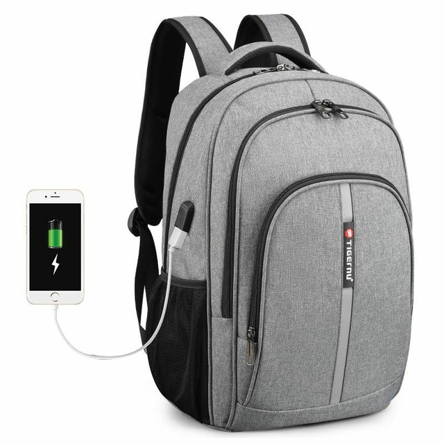 Plecak Tigernu na laptopa 15,6&quot; - 17,3&quot; T-B3893 z USB - Kolor: szary