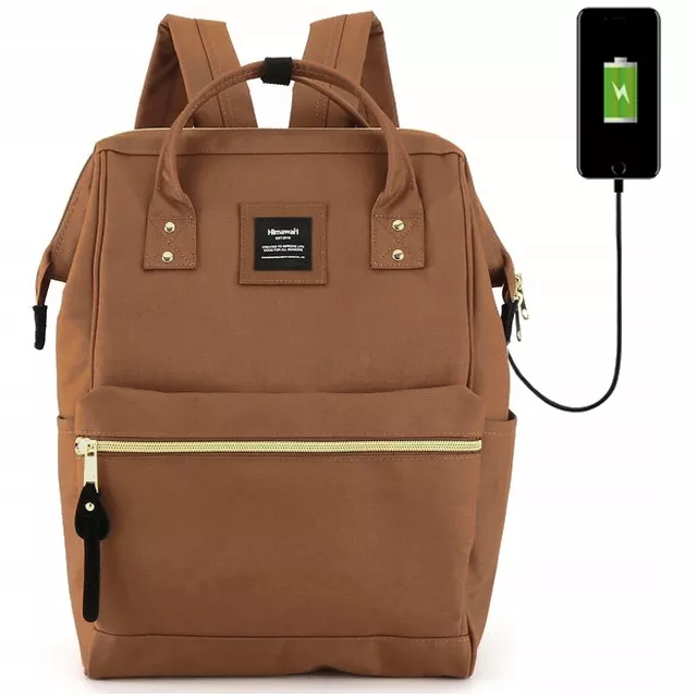 Plecak Himawari 9001 na laptopa 13,3&quot; 14,1&quot; z USB - Kolor: 19. rudy brąz
