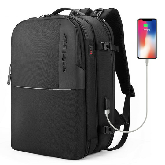 Plecak 2in1 Arctic Hunter na laptopa 15,6&quot; bardzo pojemny bagaż podręczny B00382 - Kolor: czarny