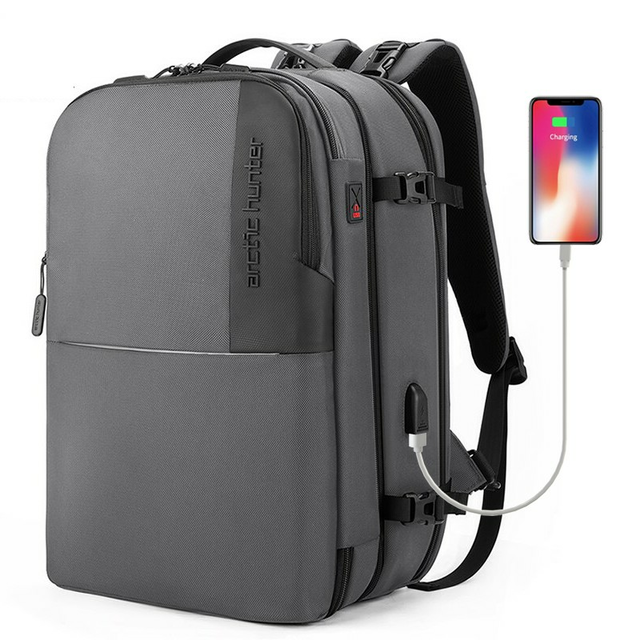 Plecak 2in1 Arctic Hunter na laptopa 15,6&quot; bardzo pojemny bagaż podręczny B00382 - Kolor: szary