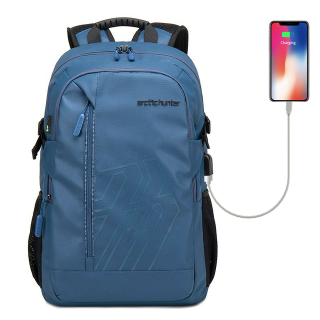 Plecak Arctic Hunter na laptopa 15,6&quot; B00387 z USB - Kolor: niebieski