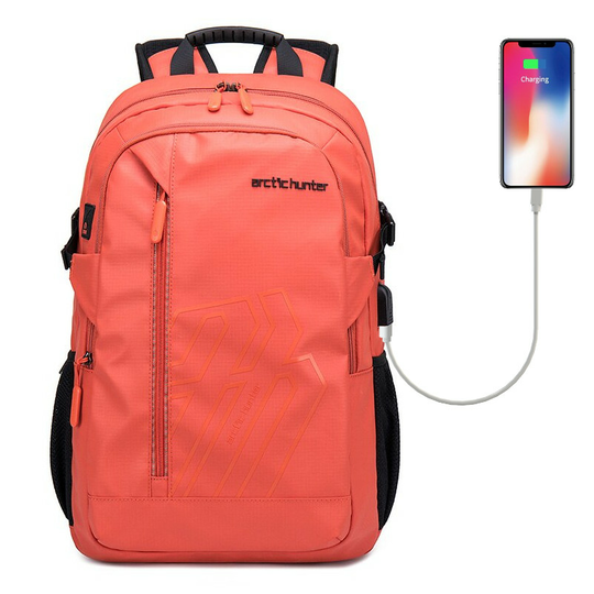 Plecak Arctic Hunter na laptopa 15,6&quot; B00387 z USB - Kolor: pomarańczowy