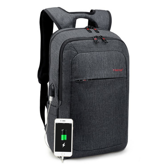 Plecak Tigernu na laptopa 15,6&quot; T-B3090A dwukomorowy z USB - Kolor: ciemnoszary