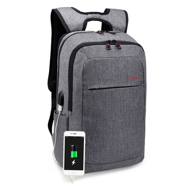Plecak Tigernu na laptopa 15,6&quot; T-B3090A dwukomorowy z USB - Kolor: szary