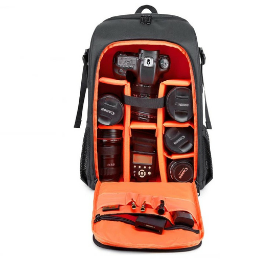 Plecak fotograficzny MDN Zoom L na aparat + laptopa 15,6&quot; - Kolor: czarno-pomarańczowy