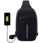 Plecak miejski na jedno ramię organizer z odblaskiem z USB - Kolor: czarny
