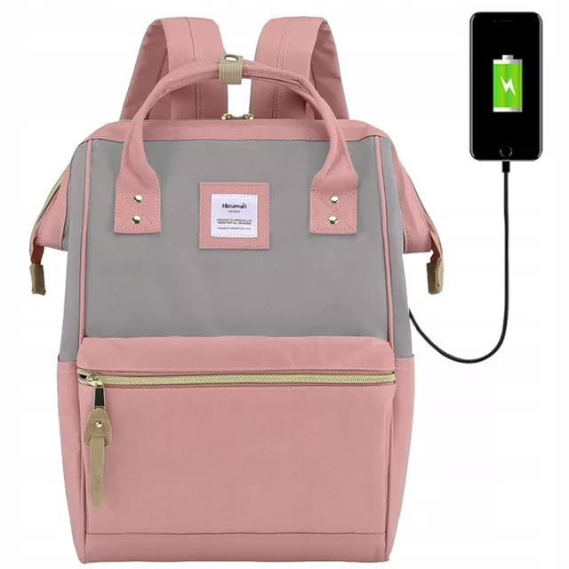 Plecak Himawari 9001 na laptopa 13,3&quot; 14,1&quot; z USB - Kolor: 12. różowo-brązowy