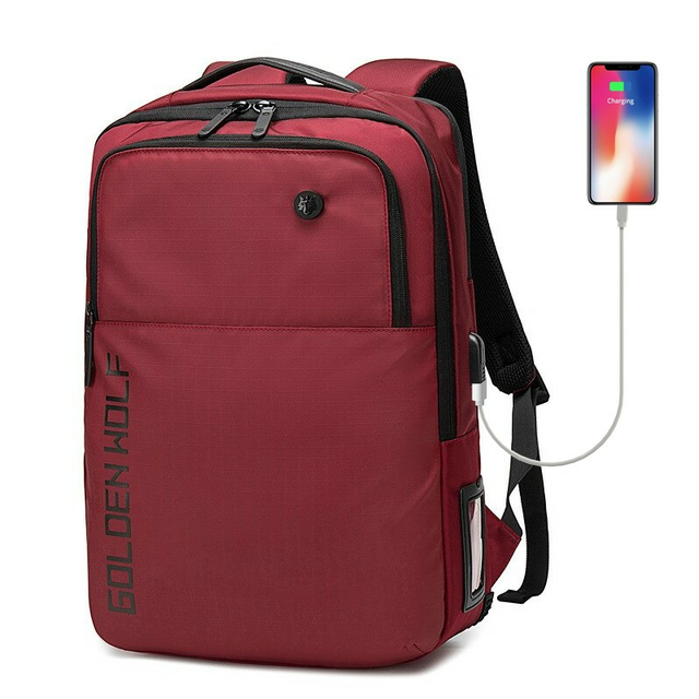 Plecak Golden Wolf na laptopa 15,6&quot; GB00399 z USB - Kolor: czerwony
