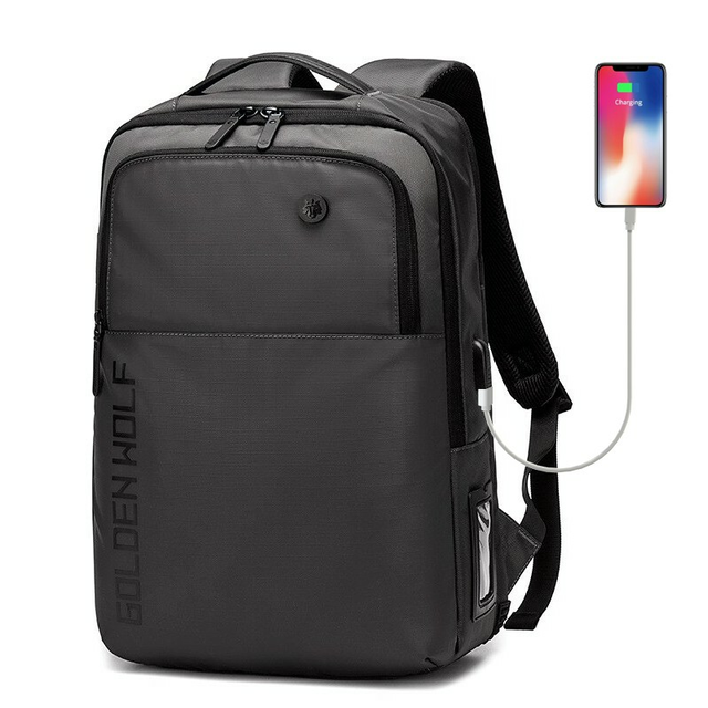 Plecak Golden Wolf na laptopa 15,6&quot; GB00399 z USB - Kolor: szary