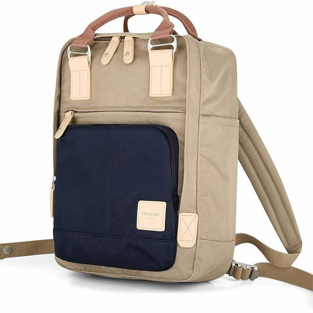 Plecak Himawari HM187 na laptopa 13,3&quot; 14,1&quot; vintage - Kolor: 05. kawowo-granatowy