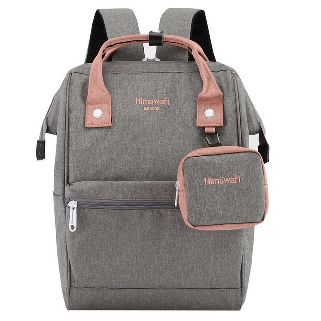Plecak Himawari 2268 na laptopa 13,3&quot; + etui - Kolor: szaro-różowy