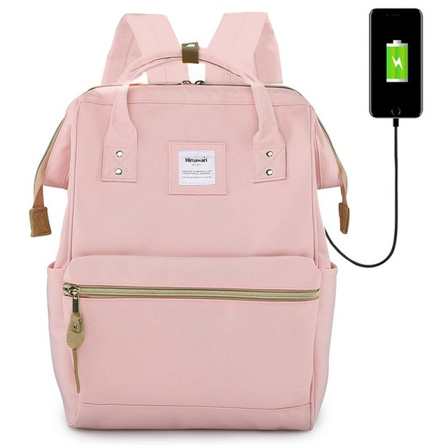 Plecak Himawari 9001 na laptopa 13,3&quot; 14,1&quot; z USB - Kolor: 15. różowy