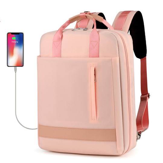 Plecak JQ 1005/17 na laptopa 17,3&quot; z USB - Kolor: różowy