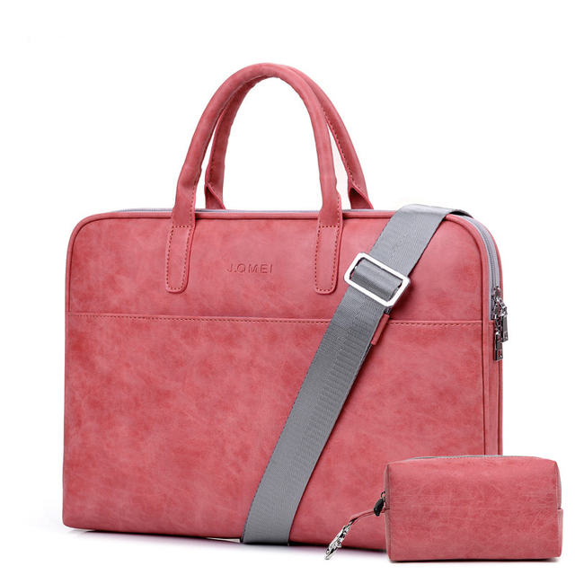 Torba damska JQ Camilla na laptopa 15,6&quot; eco skóra + etui - Kolor: malinowy