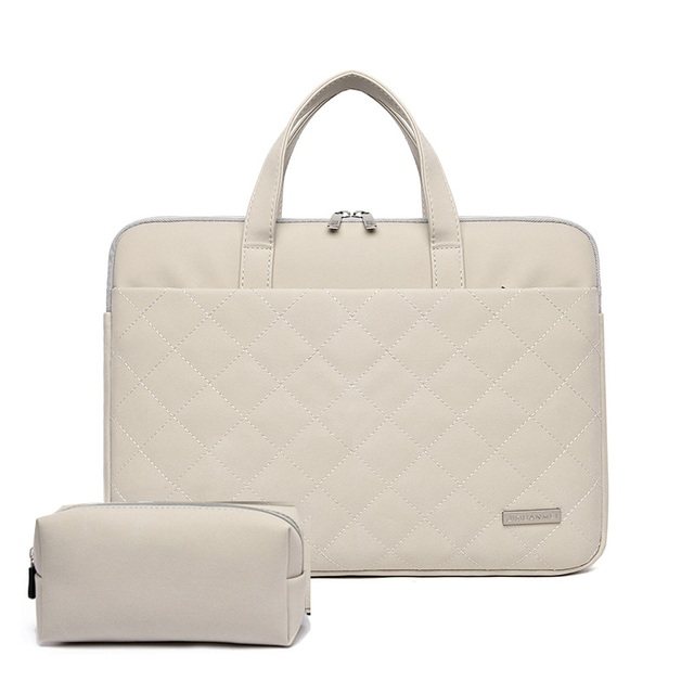Etui/torba JQ Paola pikowane na laptopa 15,6&quot; eco skóra - Kolor: beżowy