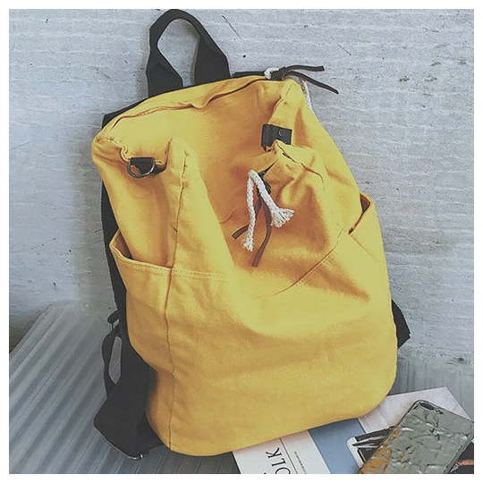 Torba/plecak vintage bardzo pojemny worek - Kolor: żółty