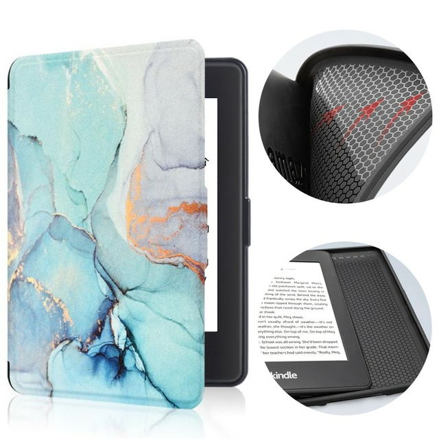 Etui Kindle Paperwhite 1/2/3 silikonowy tył wzory - Kolor: 42. Blue marble