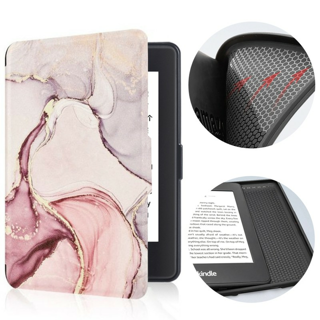 Etui Kindle Paperwhite 1/2/3 silikonowy tył wzory - Kolor: 43. Pink marble